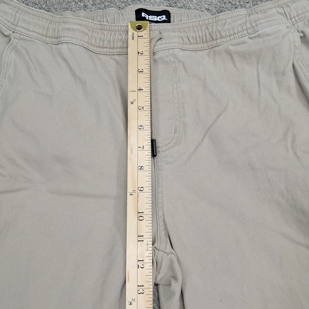 RSQ Mens Jogger Pants Tan Khaki Elastic Waist Drawstring Cotton Stretch Size XL